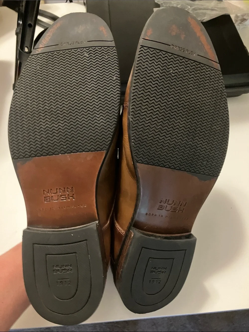 Nunn Bush Men's Tan Brown cap tie Leather Shoes comfort gel dress flex